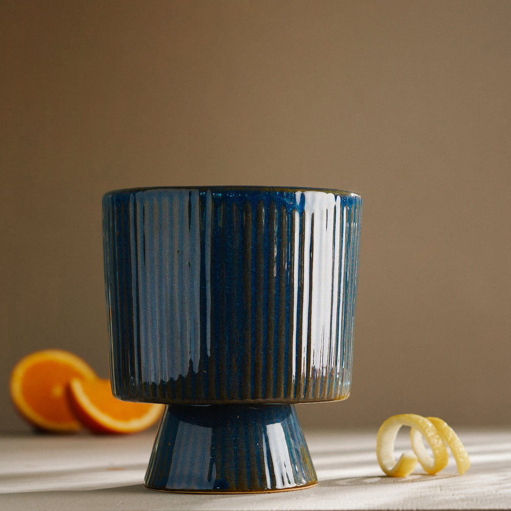 Fluted Blue Candle - Specialty Vessel image 0